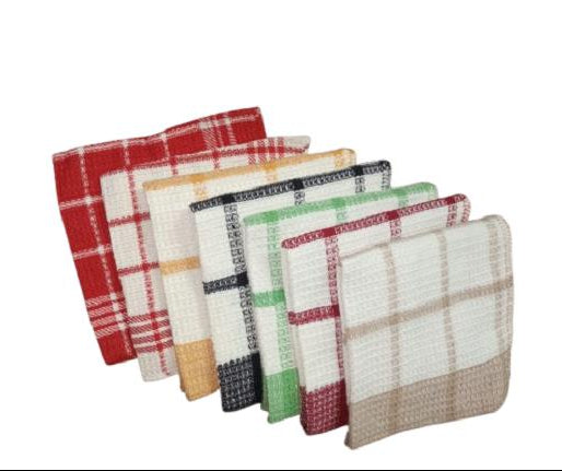 12x12 Colourful Cotton Dish Towels Set - 7 Pcs Plain Design