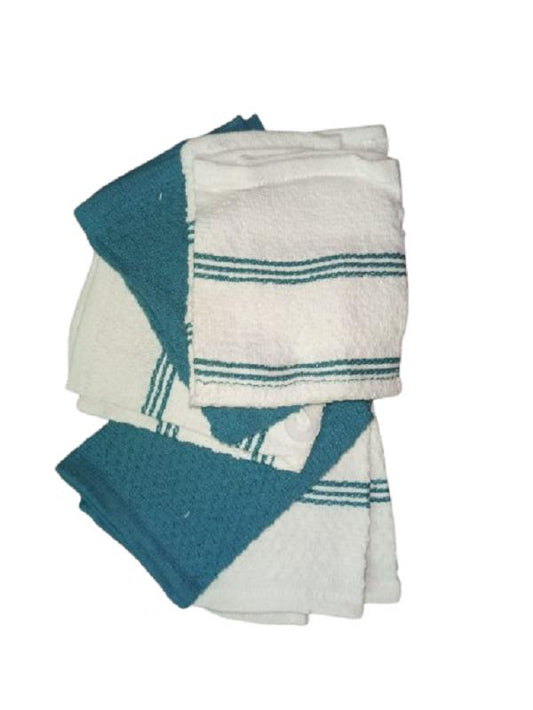 12x12 Multicoloured Cotton Dish Towels - 4 Pcs Plain Set