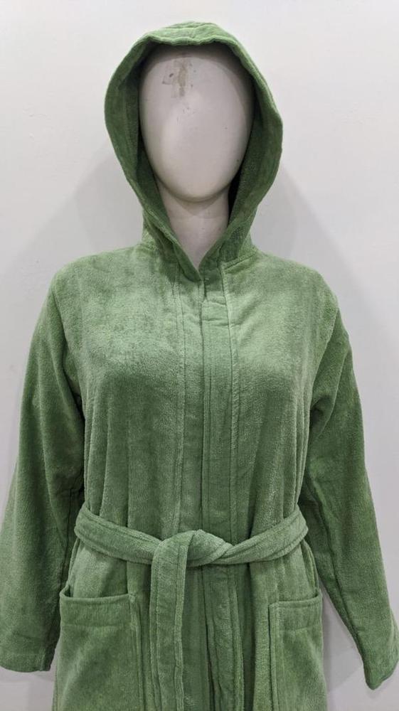 1 Pc Hooded Terry Cotton Plain Bathrobe
